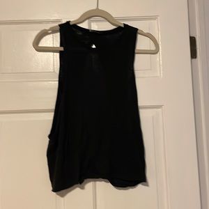 Olivaceous black tank with open back and tie